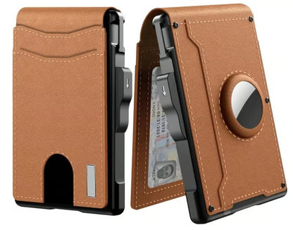 🔥🔥Wallet for Men - With Pop Up Aluminum Case Money Clip Slim Leather Slots Credit Card Holder RFID Blocking Bifold Minimalist Wallet