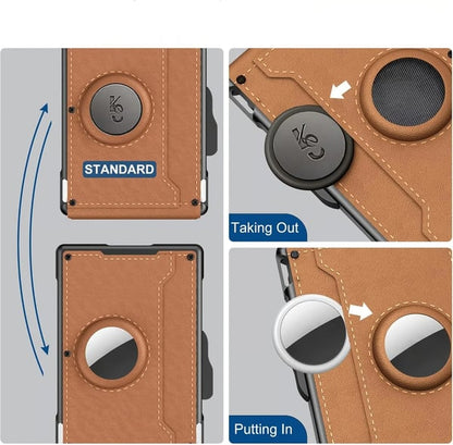 🔥🔥Wallet for Men - With Pop Up Aluminum Case Money Clip Slim Leather Slots Credit Card Holder RFID Blocking Bifold Minimalist Wallet