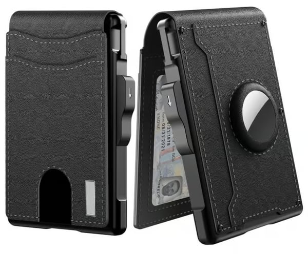 🔥🔥Wallet for Men - With Pop Up Aluminum Case Money Clip Slim Leather Slots Credit Card Holder RFID Blocking Bifold Minimalist Wallet